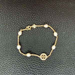 Tory Burch gold bracelet with pearls